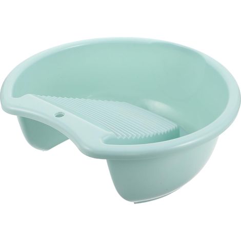 Bassin de Lavage en Plastique Bleu Planche à Laver Intégrée, Portable et Profond pour Vêtements Délicats, pour Camping et Tâches de Lessive en Extérieur (1/5)