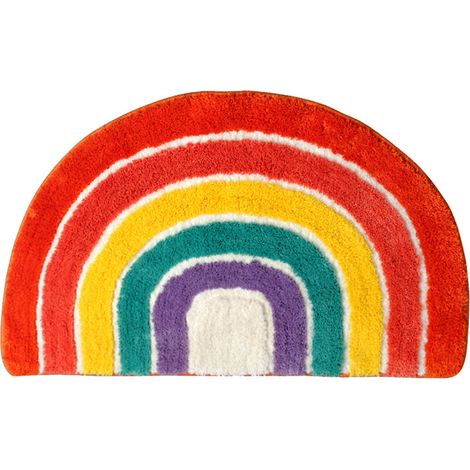 Tapis de sol semi-circulaires à motifs arc-en-ciel, tapis de porte, tapis de salle de bain, tapis de sol antidérapants et absorbants pour salle de bain 45 x 65 cm (1/5)