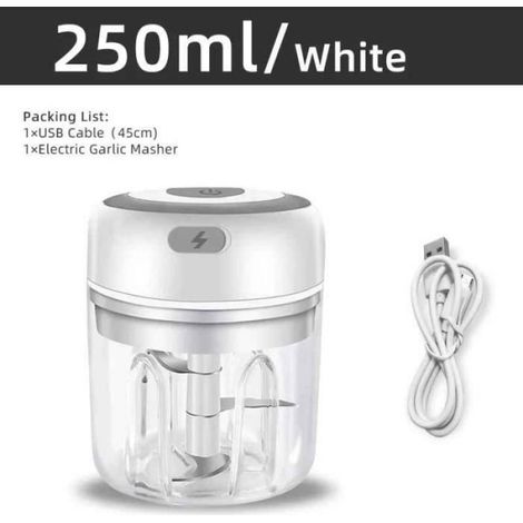 Hachoir à légumes électrique portable USB,hachoir à viande,broyeur,gadgets de cuisine,Mini Gar1995Masher- 250ml white