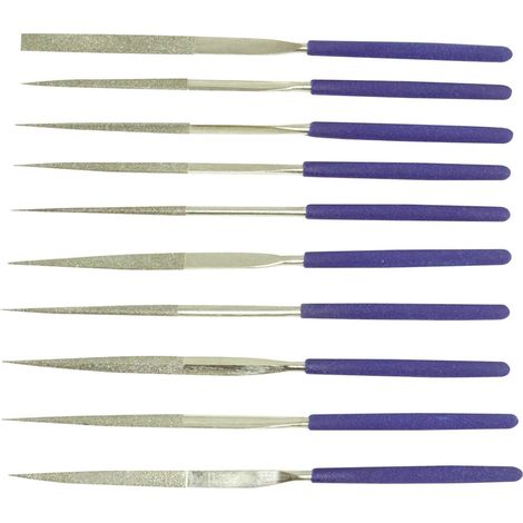Silverline – Limes-aiguilles diamantées 10 pcs – 6 formes pour travail de précision – Pour métal, bois dur et teck – Ensemble professionnel (1/4)