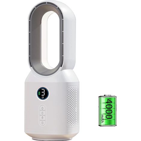 Ventilateur tour silencieux, petit ventilateur de table, 3 vitesses, batterie rechargeable USB 4000 mAh, ventilateur portable sans pales pour chambre, bureau, cuisine (1/5)