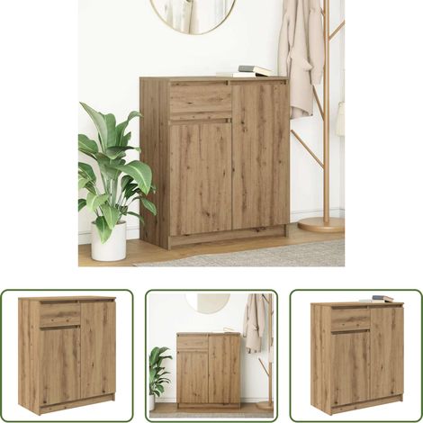 vidaXL Holz Sideboard - Sideboard mit Schublade Artisan-Eiche 71x35x84 cm Holzwerkstoff (1/5)