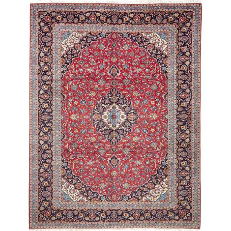 Tapis d'orient, 303 x 405 cm, oriental, rouge, bleu et crème, laine nouée main, authenticité persane (1/5)