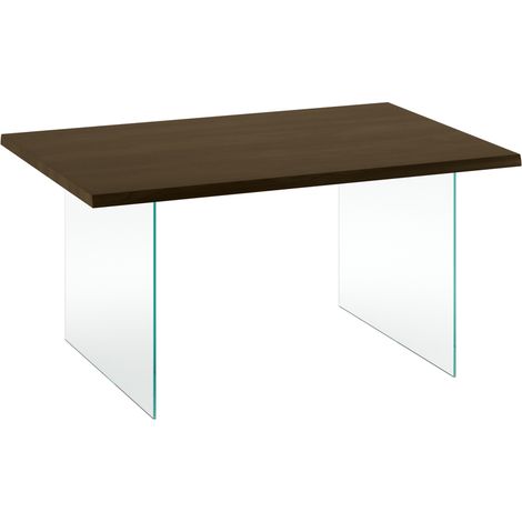 Tavolo Fisso Snooker 160x90 cm in Rovere Termocotto Impiallacciato con Gambe in Vetro Temperato Trasparente - Design Moderno (1/3)
