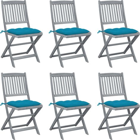Klappbare Gartenstühle 6 Stk. mit Kissen Massivholz Akazie (1/5)