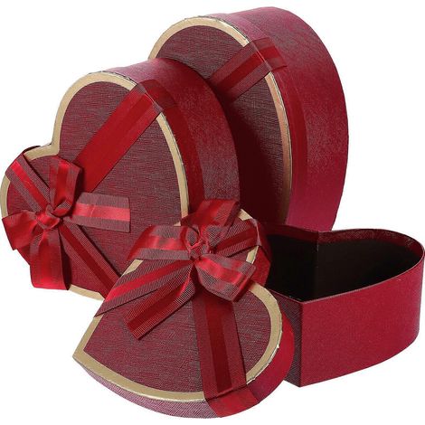 Lot de 3 boîtes cadeaux en forme de cœur, idéales pour un anniversaire ou la Saint-Valentin. (1/4)