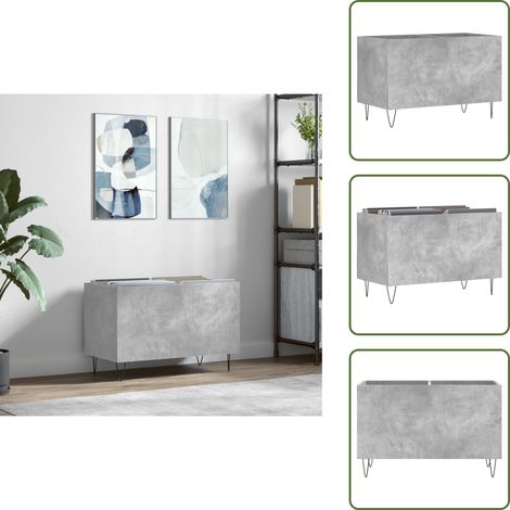 Armoire à disques gris béton 74,5x38x48 cm bois d'ingénierie - Meuble Vinyle - Armoire Disque - Rangement Musique - Étagère Vinyl - Support Tournivelle (1/5)