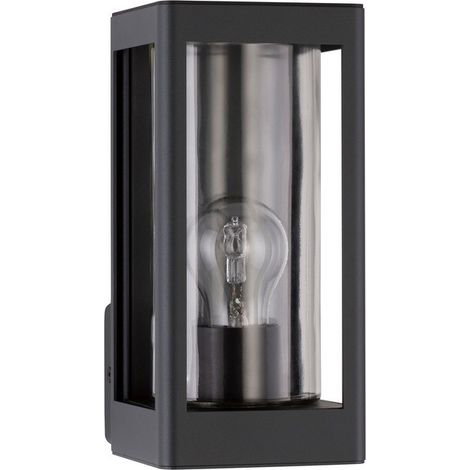 Merano Bakersfield Lanterne Murale d'Extérieur Aluminium Gris Foncé, Verre Clair LED E27 IP54