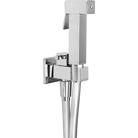 Douchette hygiénique pour nettoyage toilettes – KITIDROS – Laiton chromé avec tuyau flexible 120 cm – Pression 6 bar – Tecom