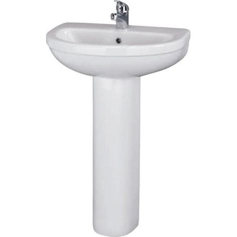 Nuie Ivo Basin and Full Pedestal 555mm Wide - 2 Tap Hole (1/4)