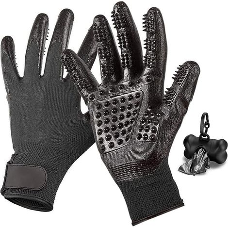Gants pour chiens et chats - Soins pour animaux de compagnie lors de la mue - Gants de nettoyage - Brosse pour animaux de compagnie - Gants de toilettage - Gants de massage pour animaux de (1/2)