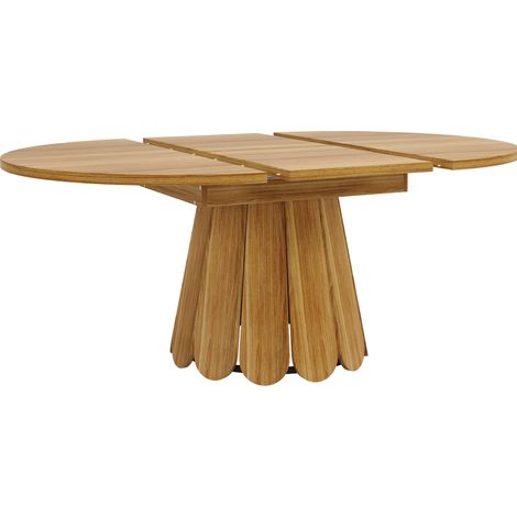 Tavolo da pranzo rotondo allungabile in MDF e metallo 118-158 cm marrone HOMVRA (1/5)