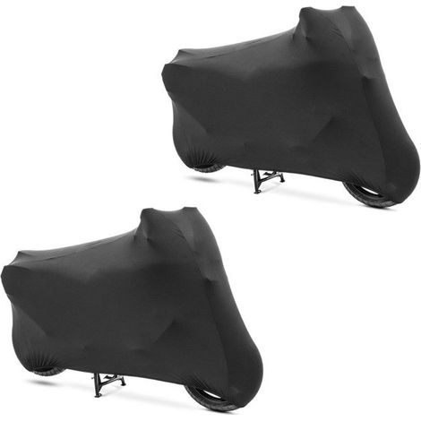 2x Craftride M-L Stretch Motorradabdeckung für die Indoor-Garage in Schwarz