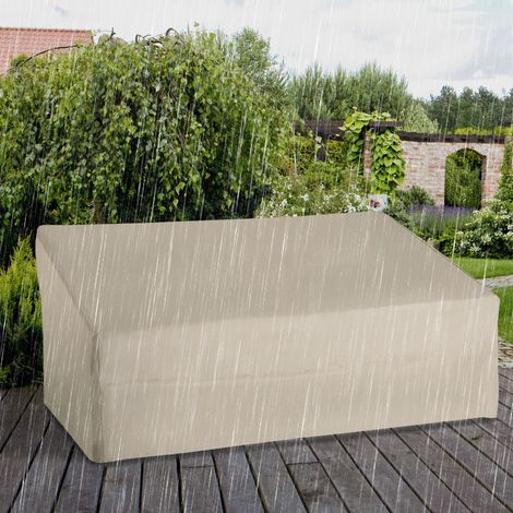 Telo di copertura impermeabile beige per panca a 3 posti 218x111x101 cm, ideale per divani o mobili da giardino.