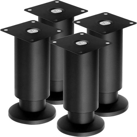 Verstellbare Schrankfüße, 12 cm (5 Zoll), Metallmöbelfüße, 4er-Pack, moderne, konische Ersatzfüße aus Aluminiumlegierung für Heimwerkerprojekte, Couch, Sofa – 20 cm (8 Zoll) – Edelstahl, Schwarz