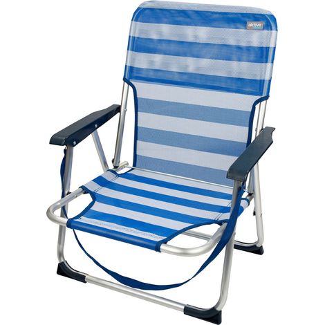 Aktive Beach Fixed Folding Chair Bleu et Blanc Pliable