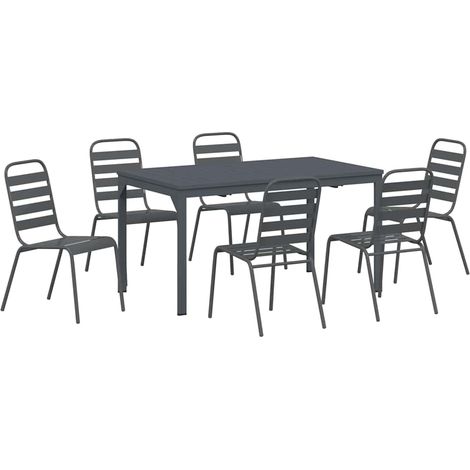 Maison Exclusive - Garten Essgruppe 7 pcs Anthrazit Pulverbeschic