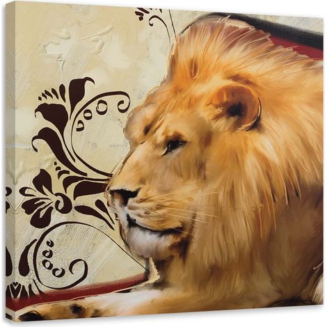 Tableau déco Afrique lions animaux 30x30 (1/5)