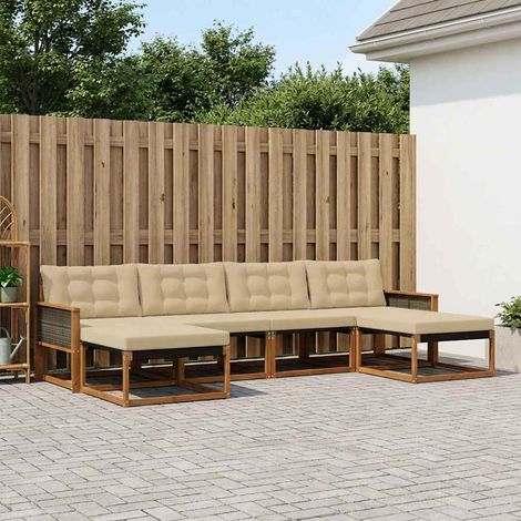 vidaXL Outdoor-Sofagarnitur 6 Stk. Natur und Beige (1/5)