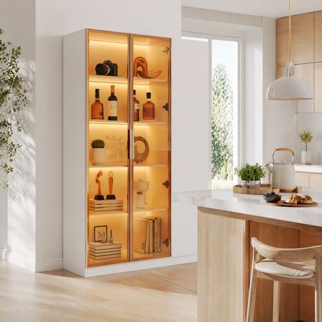 Mobile vetrina 3 ante con LED e ripiani regolabili OKMYHOME (1/5)