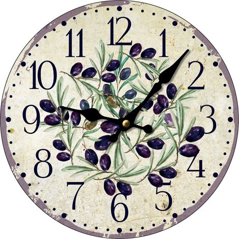 Orologio da Parete Decorativo in Olivo per Cucina, Design Esclusivo, Perfetto per gli Amanti della Gastronomia e Stile Vintage