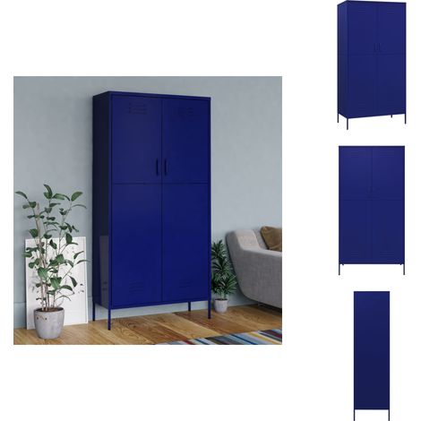 Garde-robe Bleu marine 90x50x180 cm Acier - Armoire - Meuble De Rangement - Placard - Dressing - Commode (1/5)