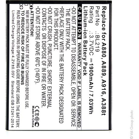 NX - Batterie téléphone, smartphone, GSM pour Lenovo 3.7V 1900mAh - BL219