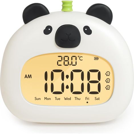 Réveil Enfant - Lampe De Veilleuse - Affichage LED Digital 3,15 Pouces - 3 Alarmes - Mode Weekend - Date Et Temperature - Rechargeable USB-C - Chambre D Enfant - 1 Piece (1/5)