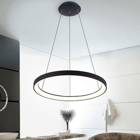 Lampadario Pendente Led 60 Watt Cct Lampada Sospensione Circolare 78cm Luci 230v Noir (1/2)