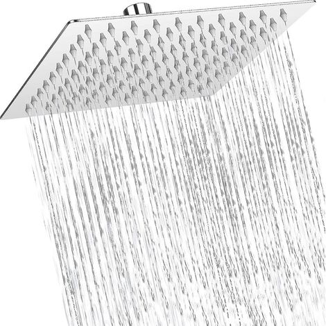 Douchette carrée ultra-mince avec jets en silicone, acier inoxydable 304 (1/5)