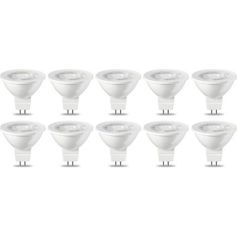 Basics Lot de 10 ampoules spot LED GU5.3 MR16 5 W (équivalent 35 W) Blanc Chaud Intensité non variable [Classe énergétique G] (1/5)