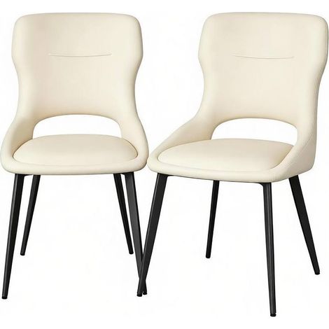 Set aus 2 modernen gepolsterten Esszimmerstühlen aus beigem Chenille mit Metallbeinen MODENUIT (1/5)