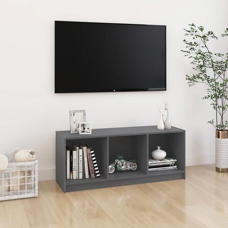 vidaXL Mobile Porta TV Grigio 104x33x41 cm in Legno Massello di (1/5)
