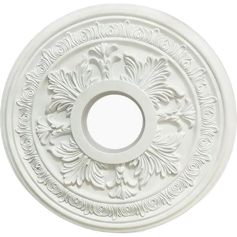 Médaillon de plafond rond - 1 pièce - Polyuréthane blanc - Dissimule imperfections et supporte luminaires - Salon chambre bureau - Diamètre 39 cm (1/5)
