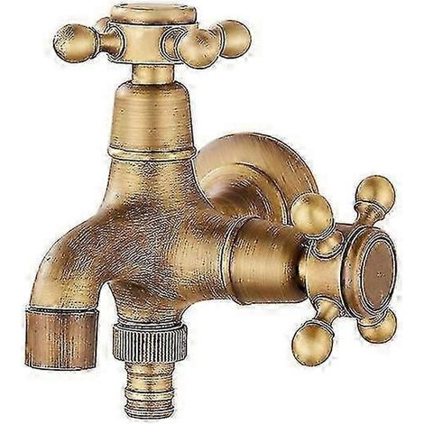 Robinet double fonction de style européen antique pour piscine, salle de bain, jardin extérieur, robinet en laiton vintage pour montage mural (1/3)