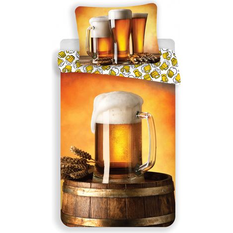 Parure de lit en coton bière - 140 x 200 cm - Jaune - Livraison gratuite