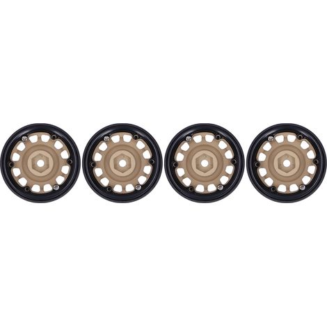 4 Jantes Beadlock Métal 12 Trous pour Modèles 1/10 AXIAL HSP - Version Jaune (1/5)