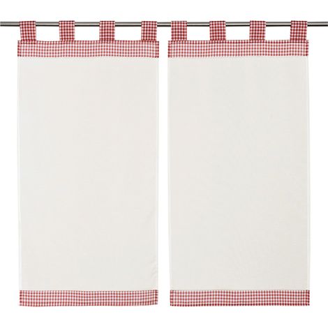 Paire de petit voilage vichy rouge et blanc Rose 70x160cm