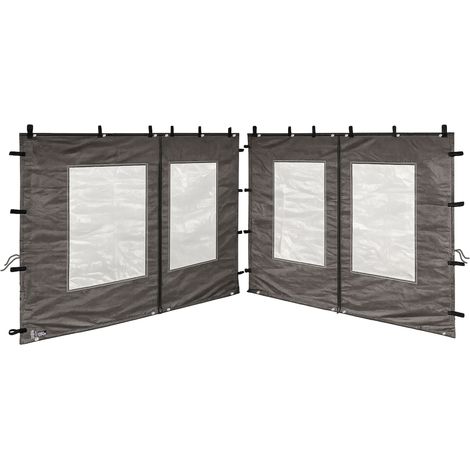 2 Seitenteile aus Polyester mit klarsicht Fenster 300x195cm für Pavillon 3x3m Seitenwand Anthrazit RAL 7012 wasserdicht