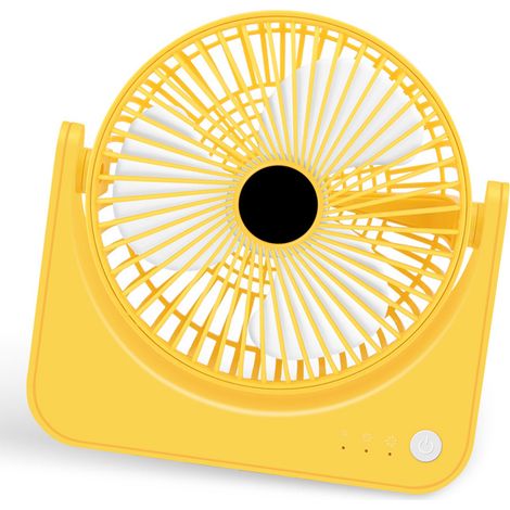 Leiser USB-Tischventilator, Mini, tragbar, wiederaufladbar, für Zuhause, Studentenwohnheim, Büro – Gelb (1/5)