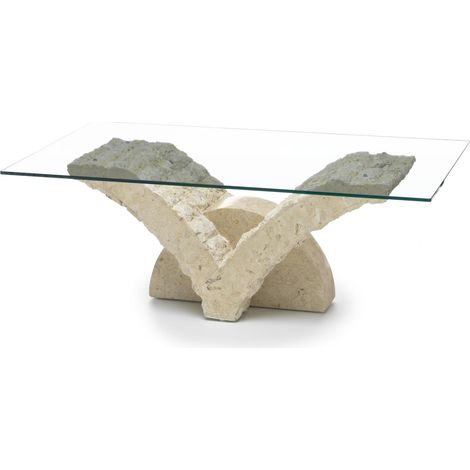Papillon Table Basse (120X70 Transparent) En Verre Trempé Beige (1/3)