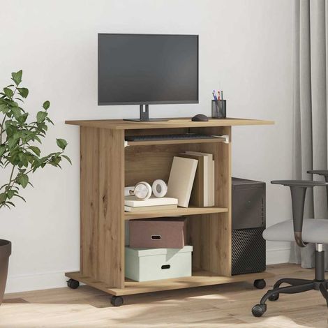 vidaXL Scrivania Computer Rovere Artigianale Legno Multistrato