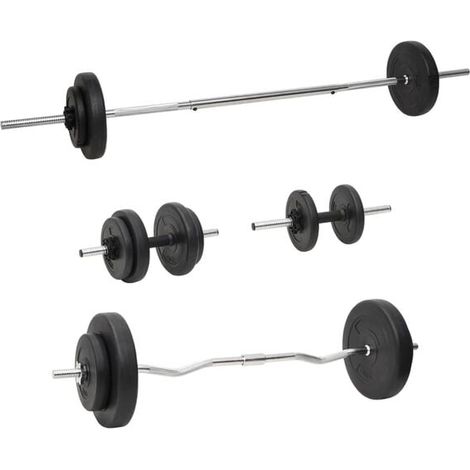 Ensemble haltères et barre de 60 kg, disques de poids inclus