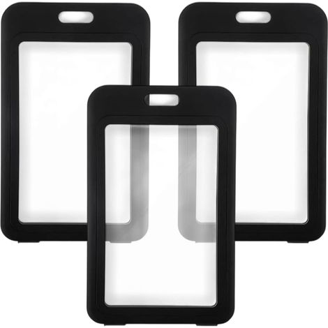 Porte-badge - Transparente Rígido - Doble Cara - Para Tarjetas de Identidad y Acceso - 3 Unidades (1/5)