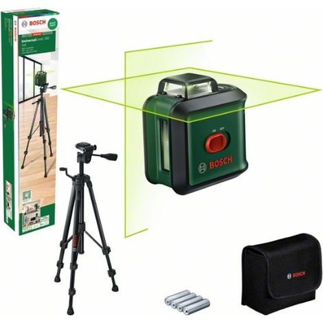 Bosch nivel láser de líneas cruzadas UniversalLevel 360 con trípode (líneas de láser en vertical + horizontal, incl. 360° para la alineación por toda la estancia, en caja de cartón) (1/5)