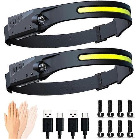 Pack of 2 Gobeam 230 USB COB rechargeable LED headlamps, ultra-bright 350 lumen jogging headlamp with sensor, lightweight and waterproof. (1/5)