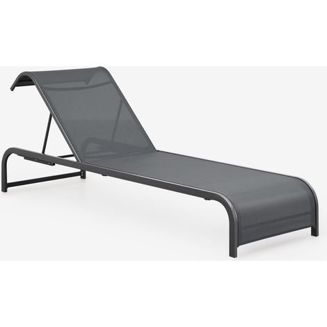 Sklum – Chaise longue inclinable en acier – Dossier réglable 4 positions – Textilène confortable – Protection UV et déperlant – Dimensions 83x66x208 cm (1/5)