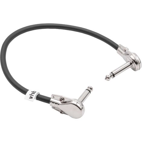 vhbw Cable patch de guitarra 15 cm, cable jack para pedales de efecto - Cable patch jack con clavija jack de 6,35 mm, en ángulo, plano, negro / plata