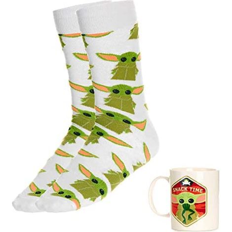 The Mandalorian Geschenkset Tasse und Socken Baby Yoda weiß/grün, bedruckt, 100 % Keramik, Fassungsvermögen ca. 300 ml. (1/5)