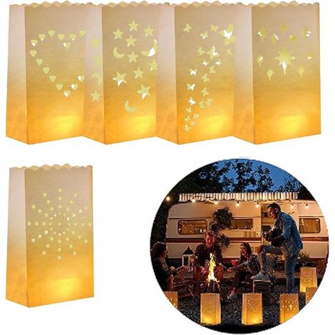 Kerzenbeutel (50er-Packung) – flammhemmend, wiederverwendbar, weißes Papier